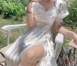 Dáng Maxi Dài Xẻ Tà - Cột Nơ 