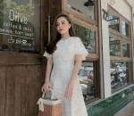 Đầm Trắng Voan Nổi Tay Liền