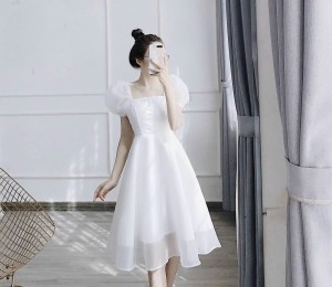 Đầm cổ vuông dáng xòe - Đầm thiết kế