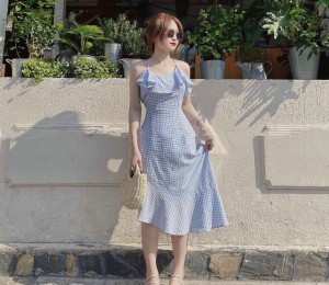 ĐẦM CỔ YẾM BÈO LỆCH TÀ CARO XANH