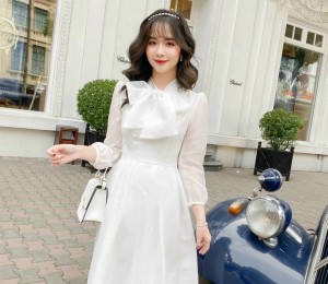 Đầm nơ cổ