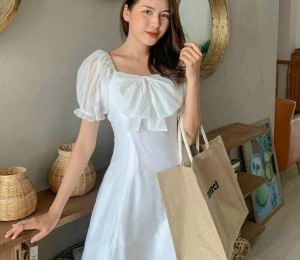 Đầm tay phồng nơ ngực