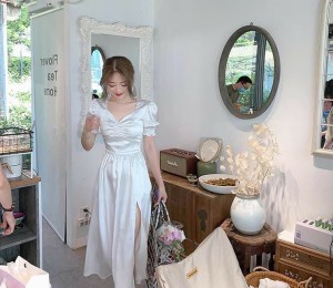 Dáng Maxi Dài Xẻ Tà - Cột Nơ 