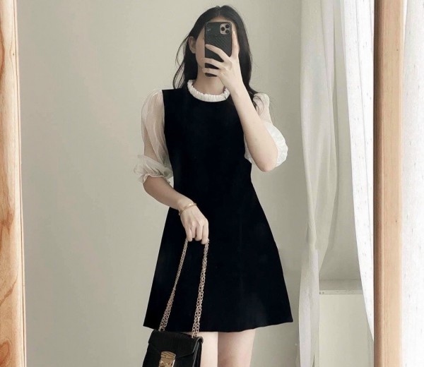 Đầm cổ tròn dáng suông - đầm thiết kế 